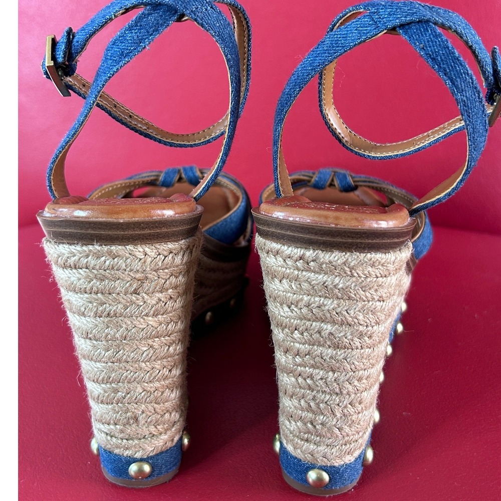 Vince Camuto Women's Denim Espadrille Wedge Sandals Studded Platform Poula 7.5 - Picture 5 of 12